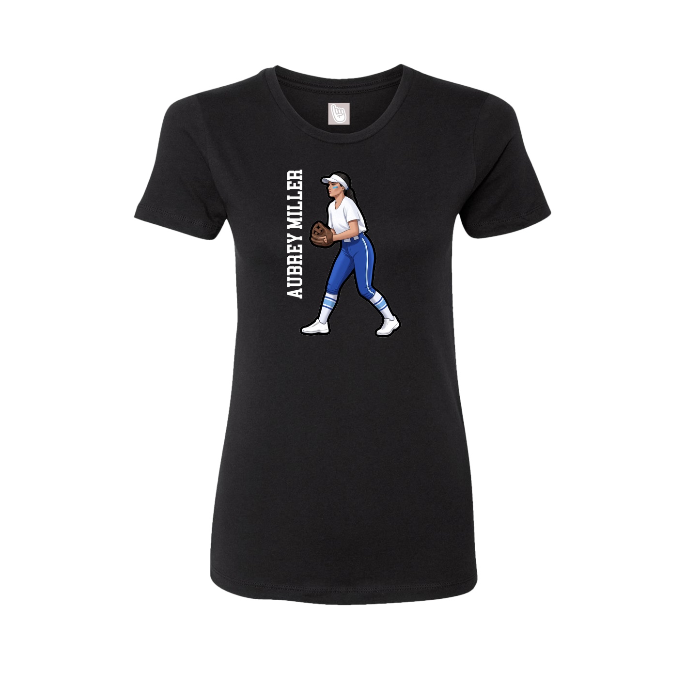 Fitted Women's Tee — Name Vertical in Black