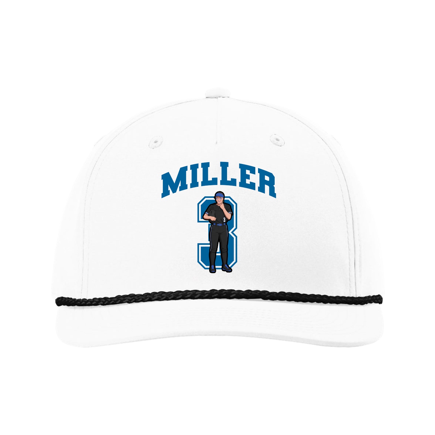 Five-Panel Classic Rope Cap — Number in White
