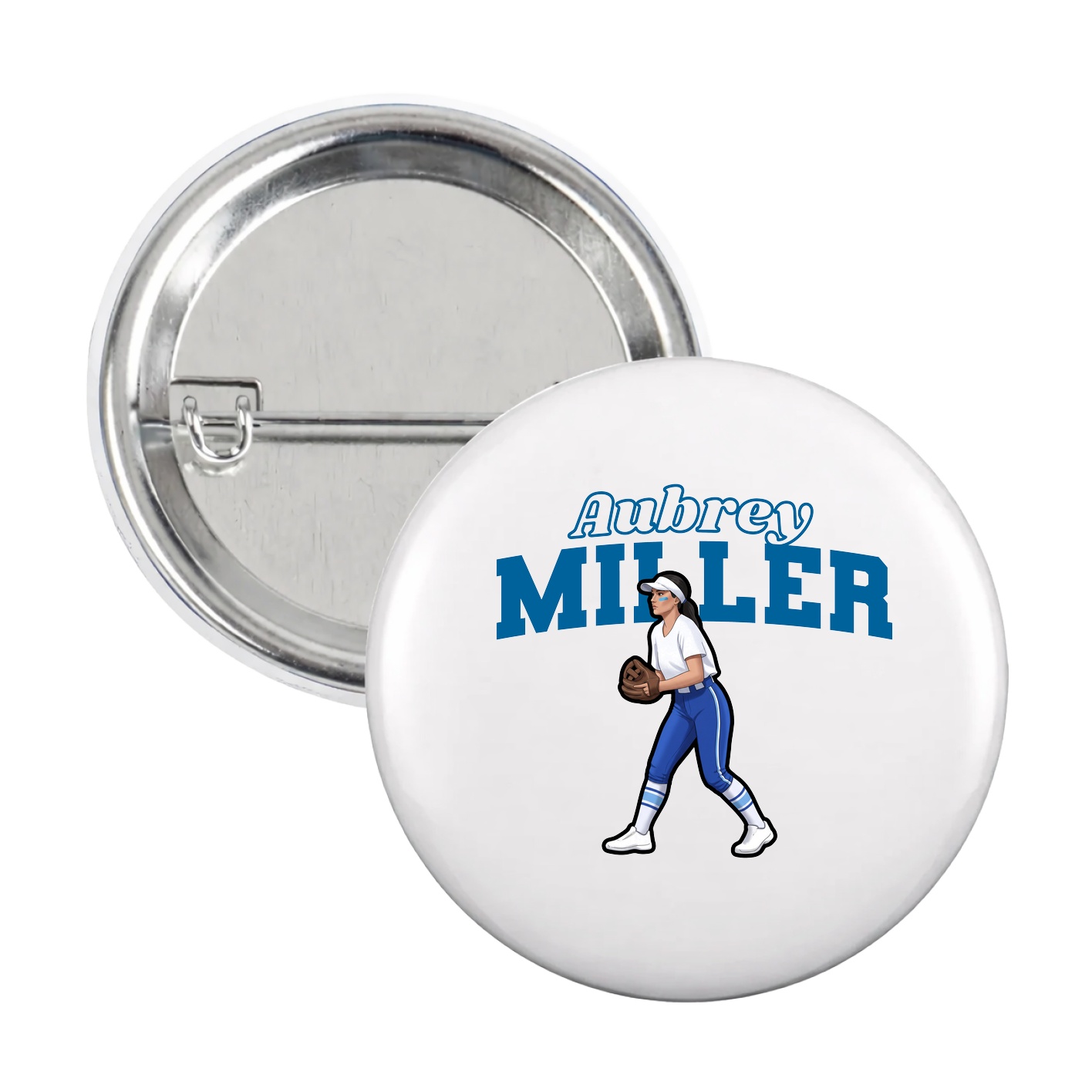Game Day Button — Name Arch in White