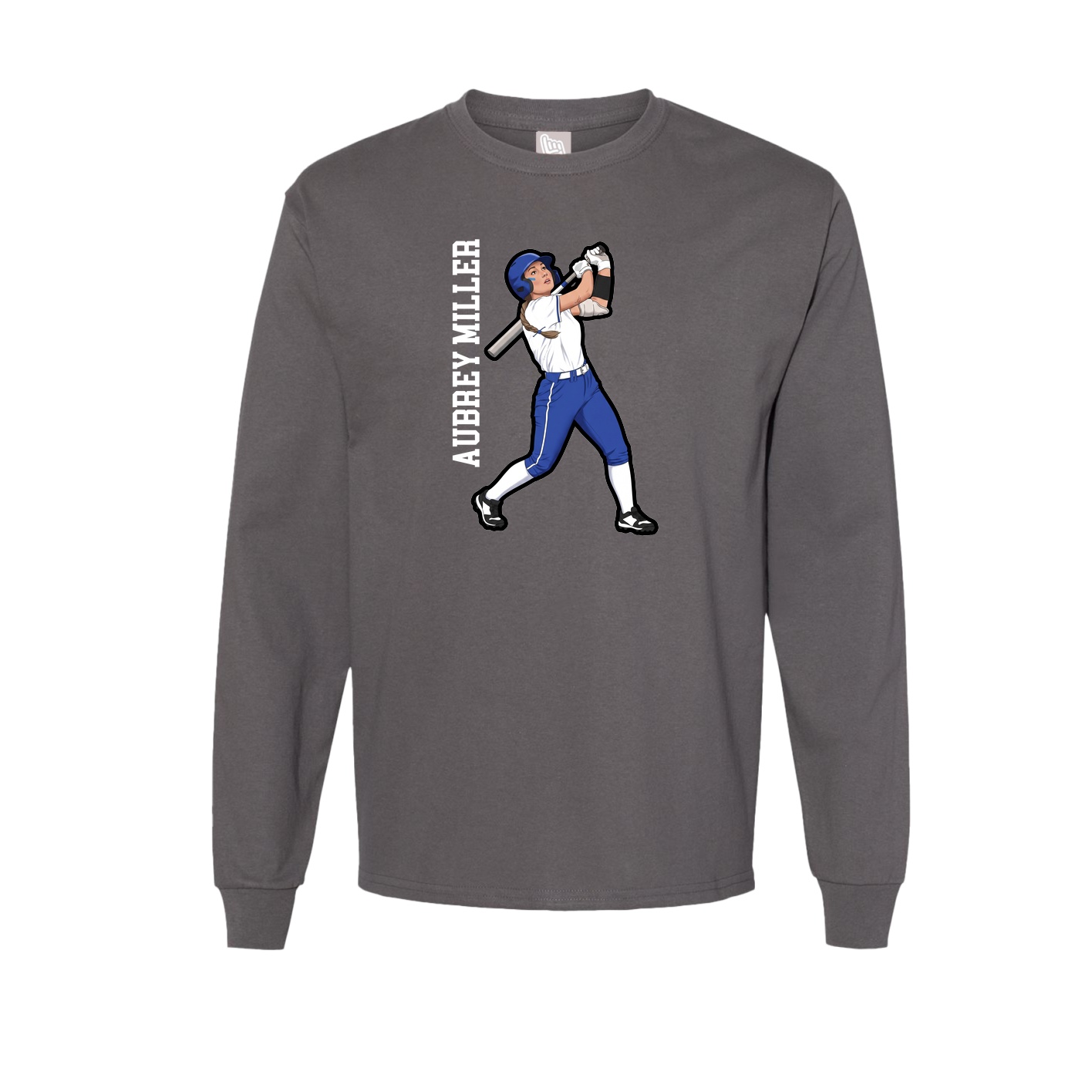 Long Sleeve Tee — Name Vertical in Grey