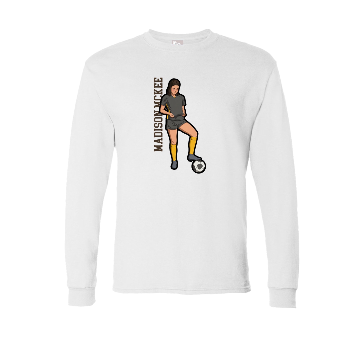 Long Sleeve Tee — Name Vertical in White