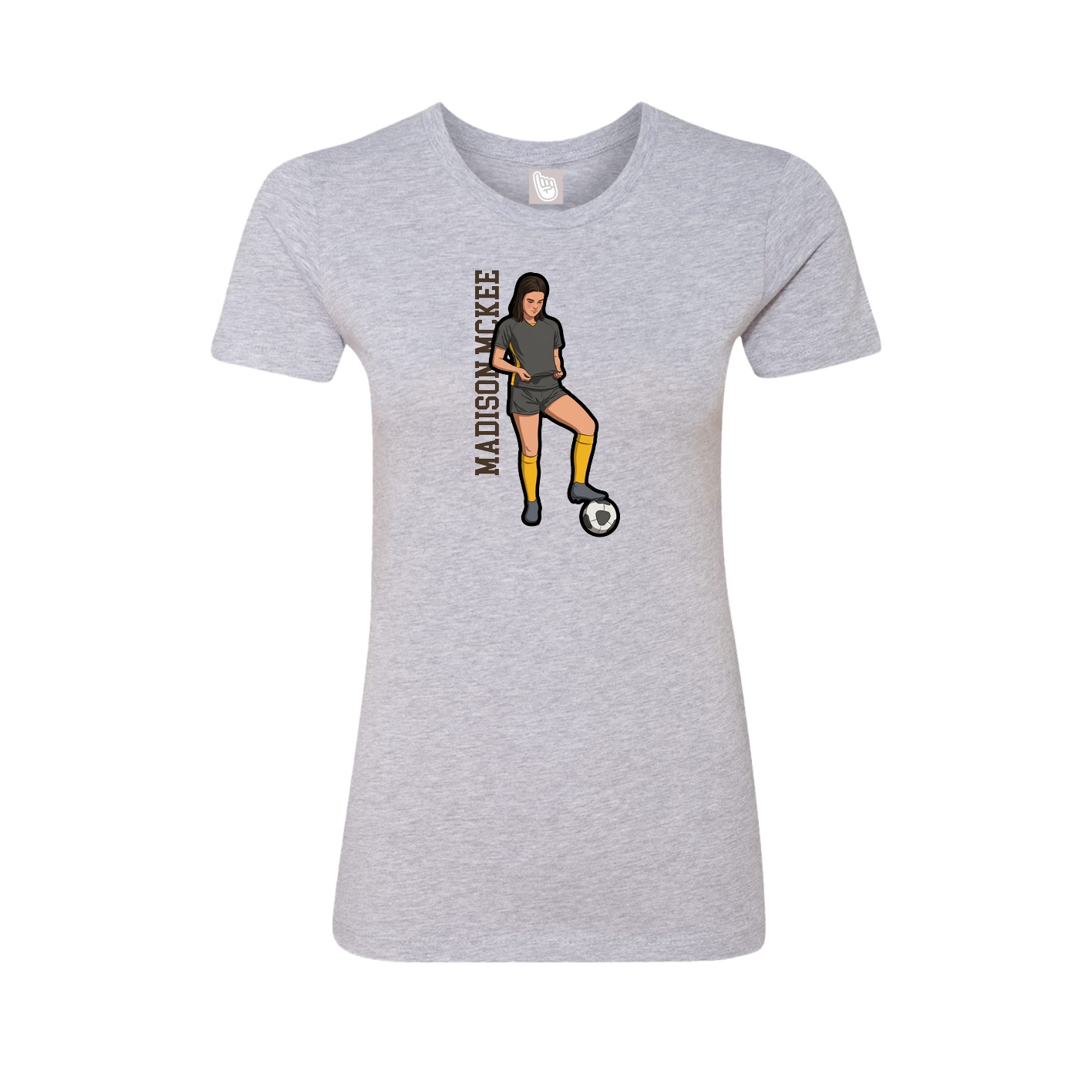 Fitted Women's Tee — Name Vertical in Grey