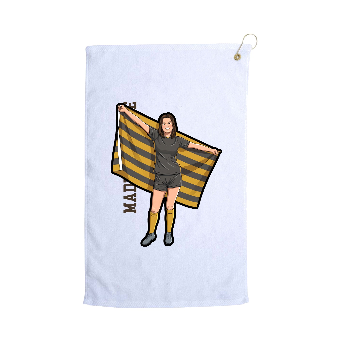 Golf Towel — Name Vertical in White