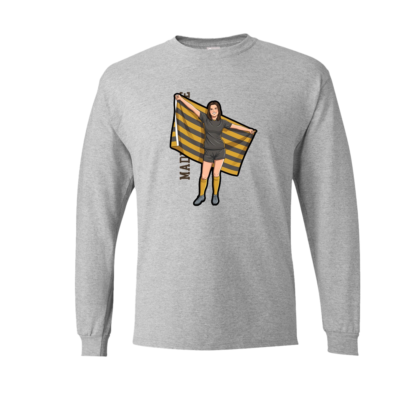 Long Sleeve Tee — Name Vertical in Grey