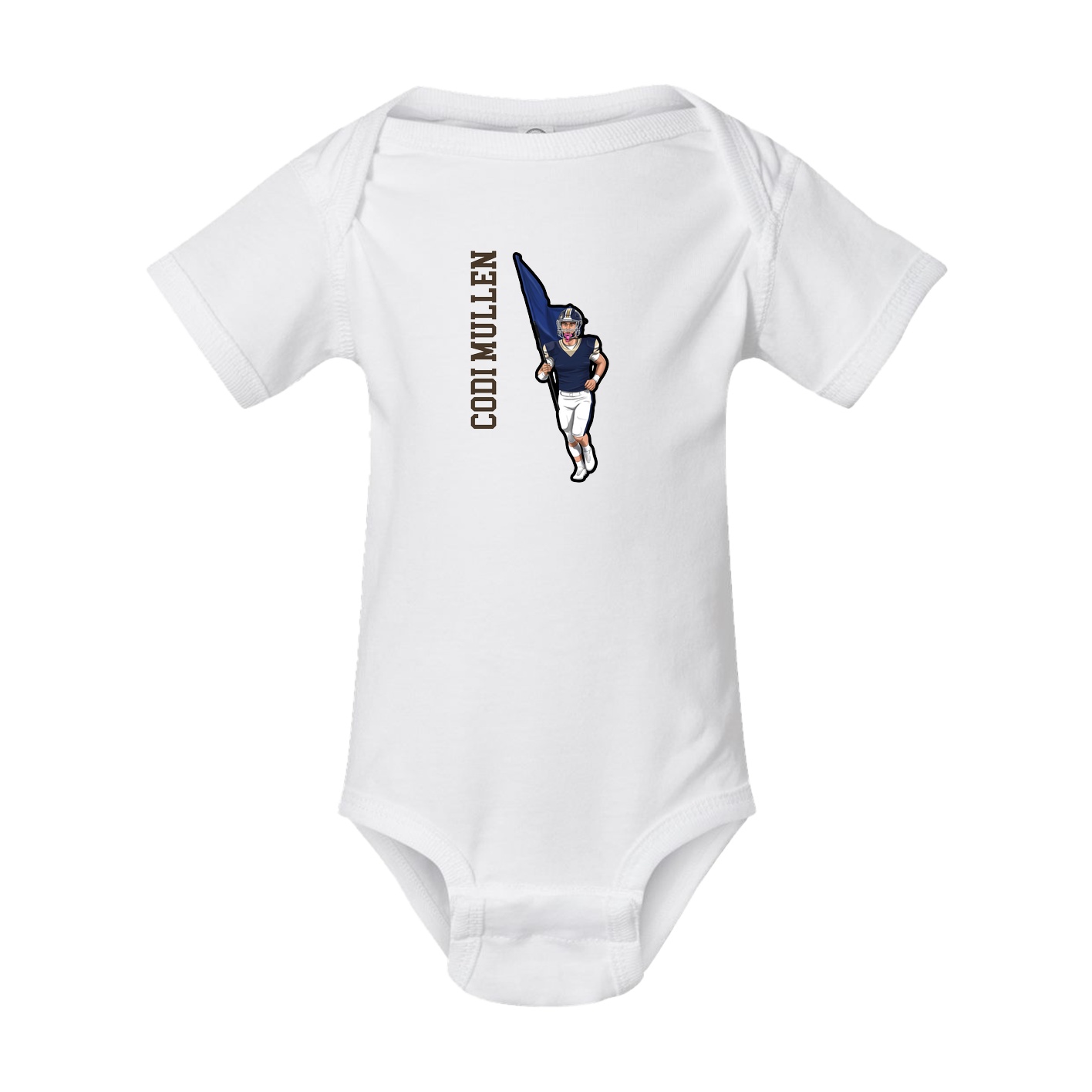 Baby Onesie — Name Vertical in White