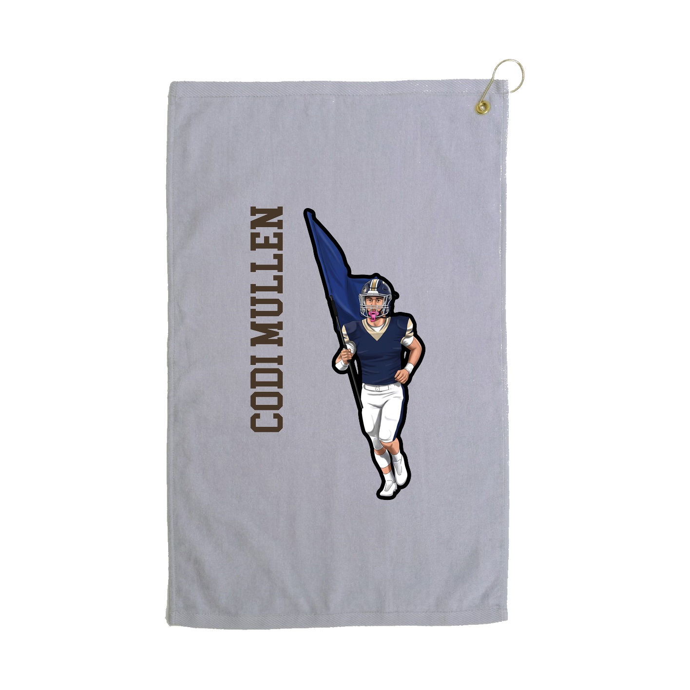 Golf Towel — Name Vertical in Grey