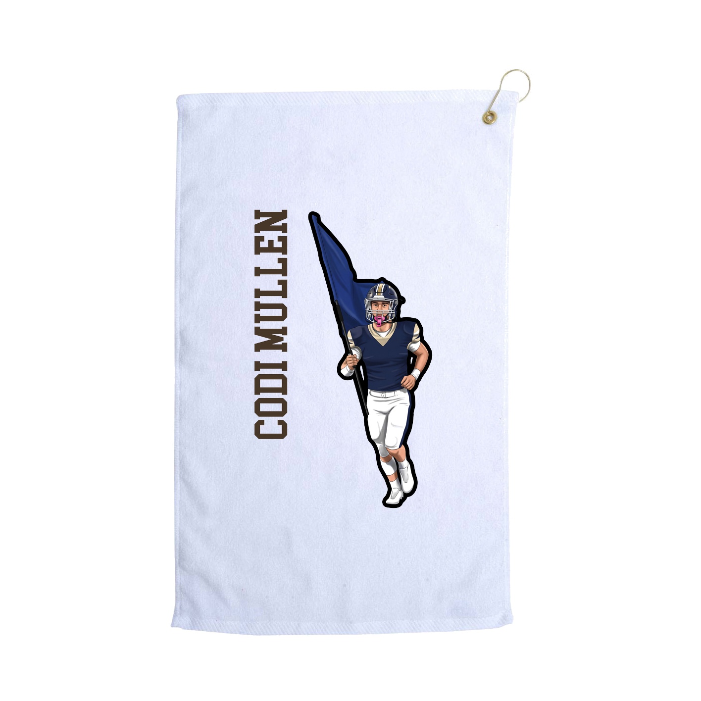 Golf Towel — Name Vertical in White