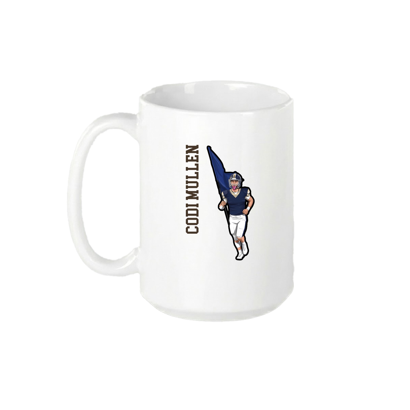 15oz Coffee Mug — Name Vertical in White
