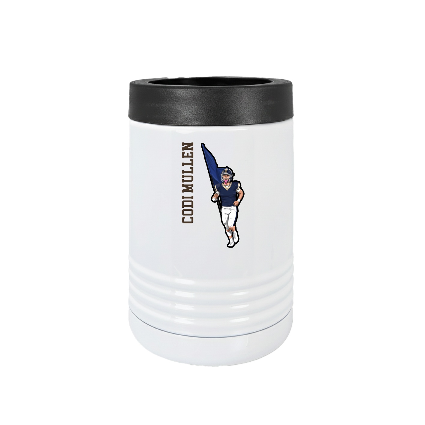 Beverage Holder — Name Vertical in White