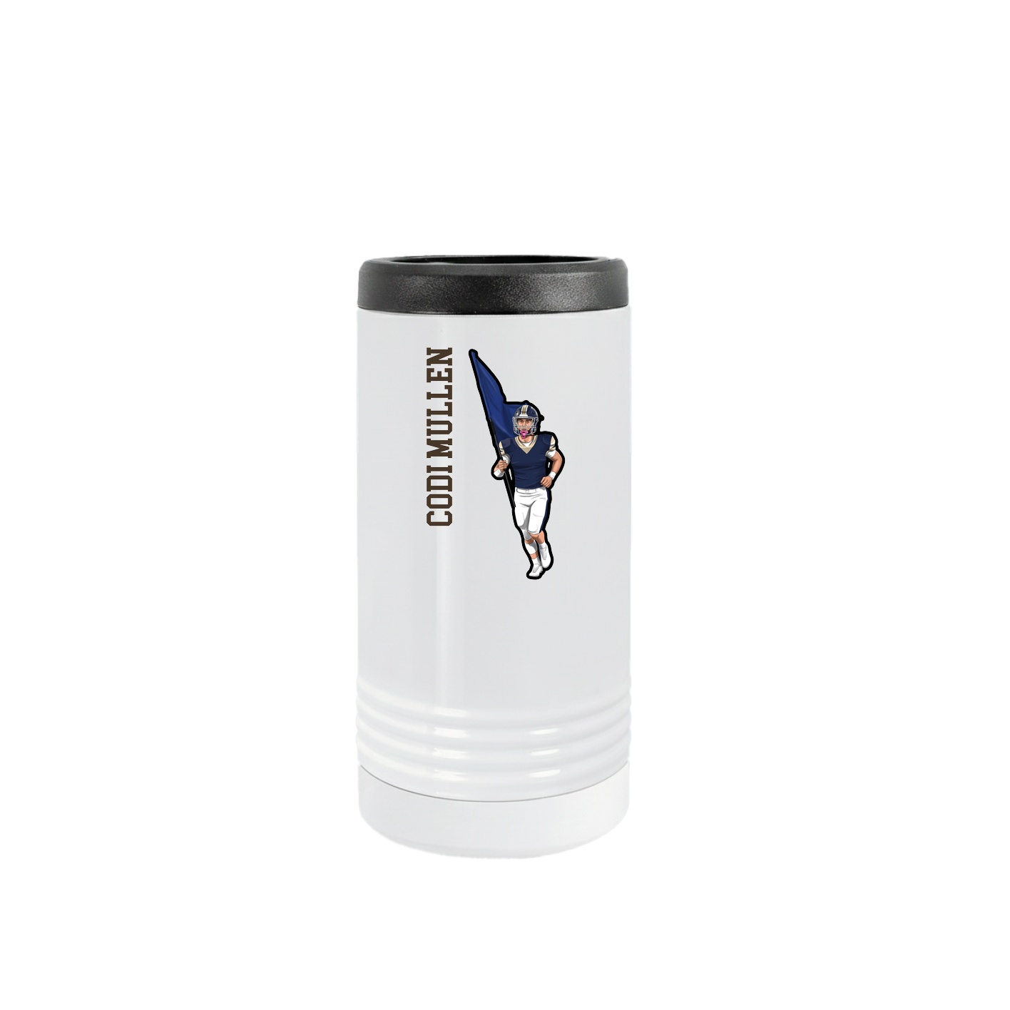 Slim Beverage Holder — Name Vertical in White