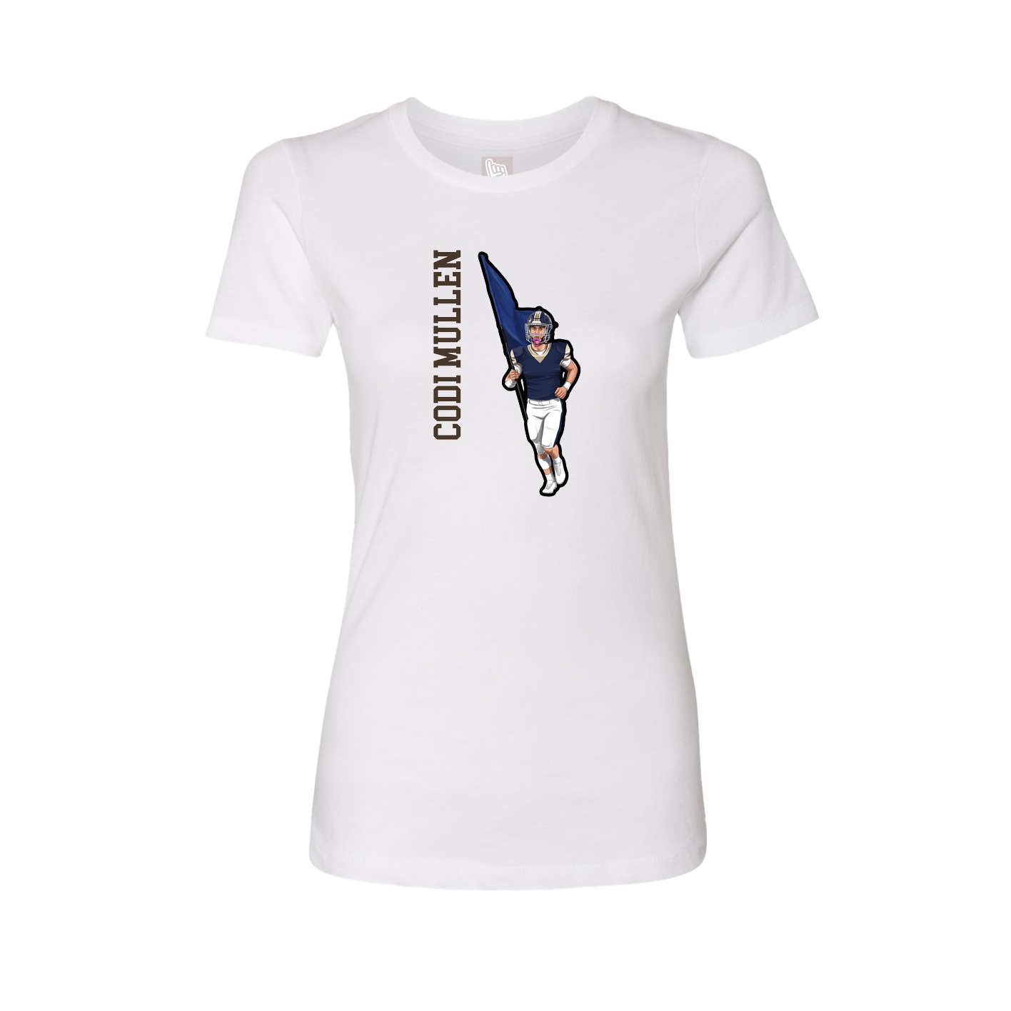 Fitted Women's Tee — Name Vertical in White