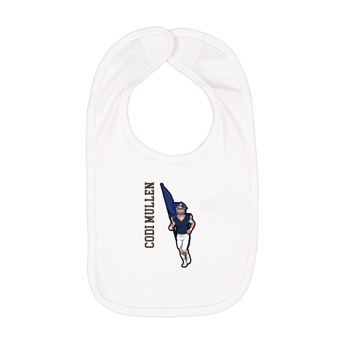 Infant Bib — Name Vertical in White