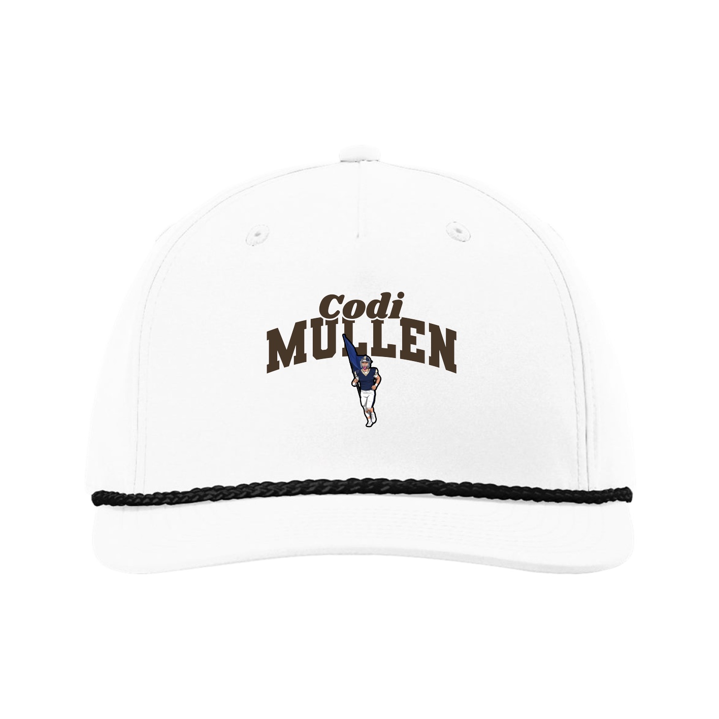 Five-Panel Classic Rope Cap — Signature Arch in White