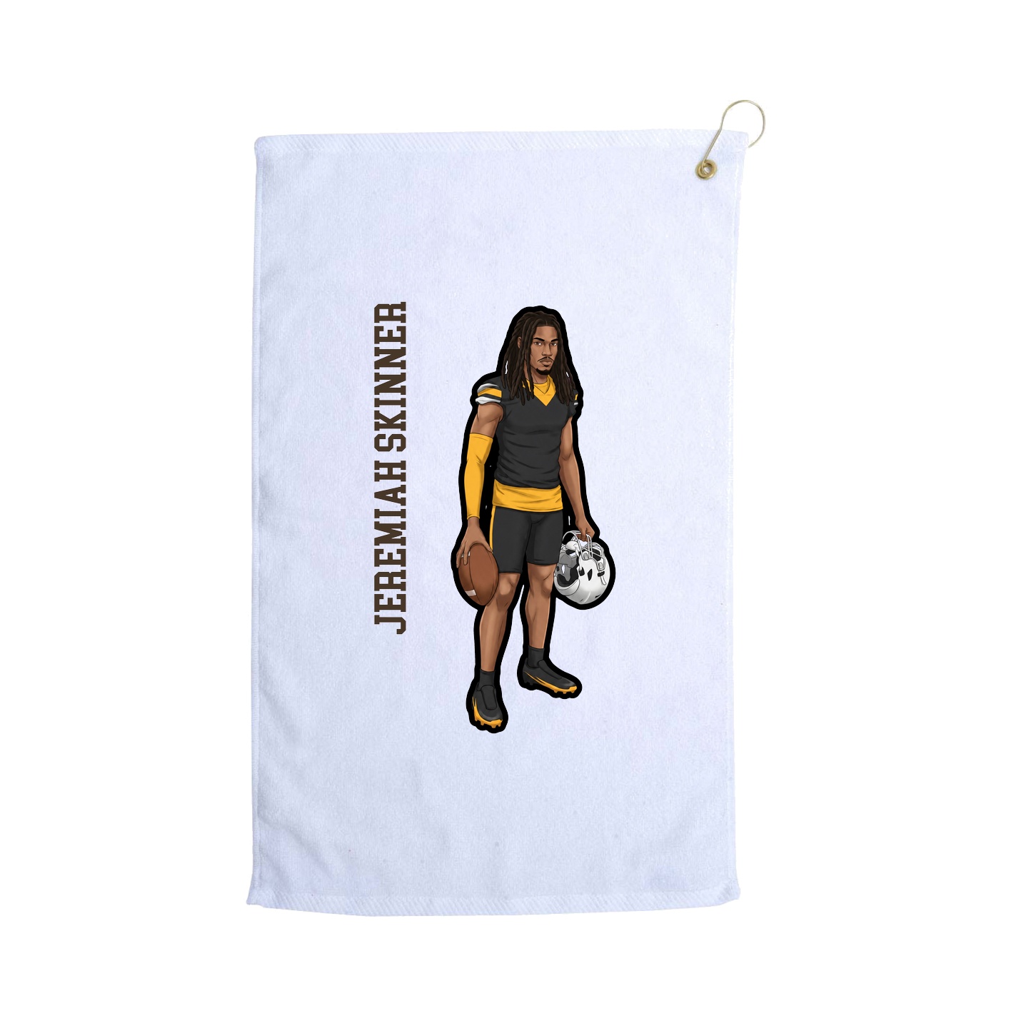 Golf Towel — Name Vertical in White