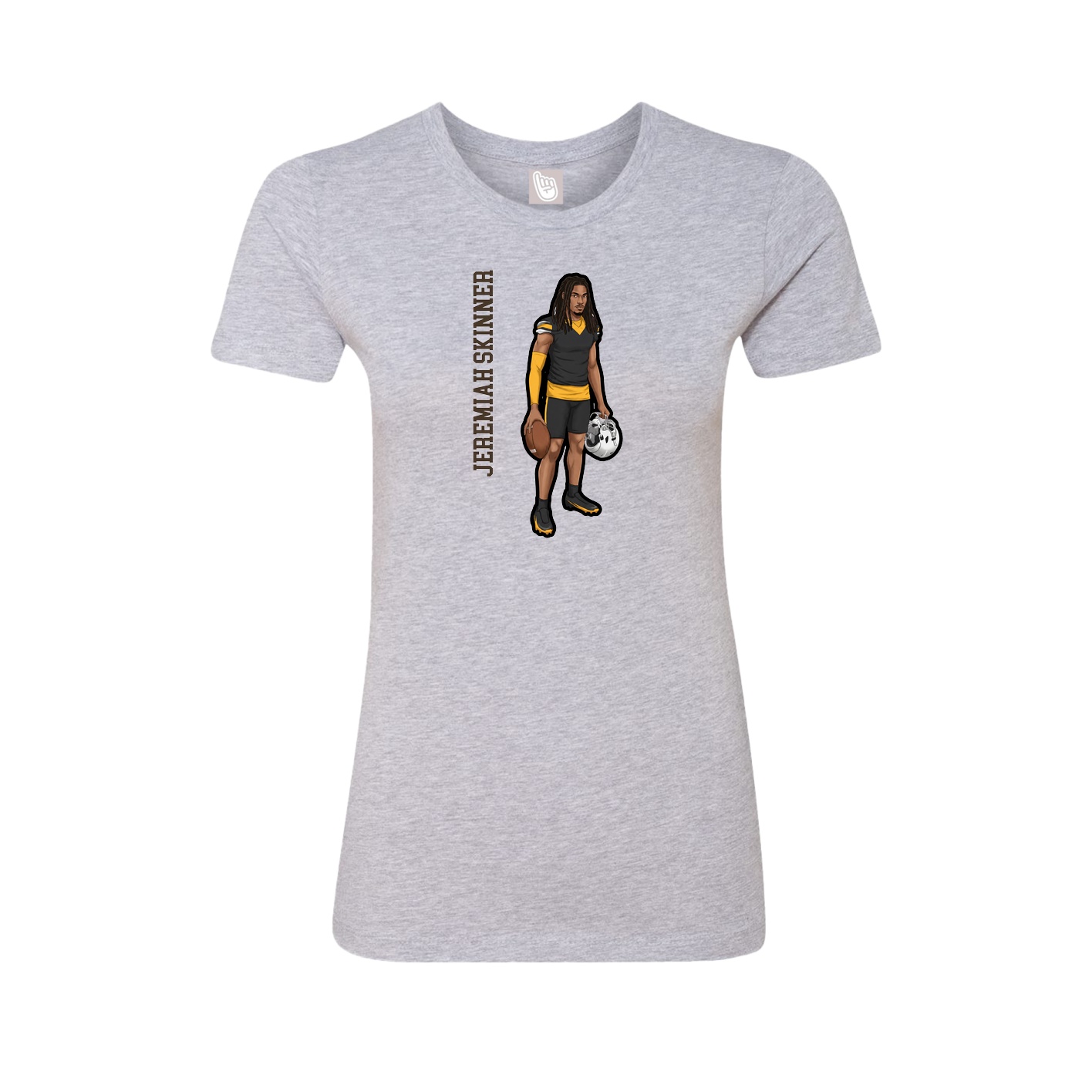 Fitted Women's Tee — Name Vertical in Grey