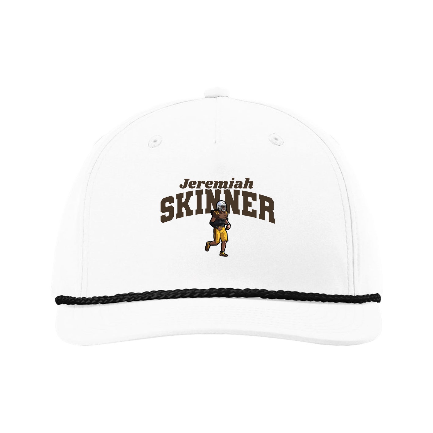 Five-Panel Classic Rope Cap — Signature Arch in White