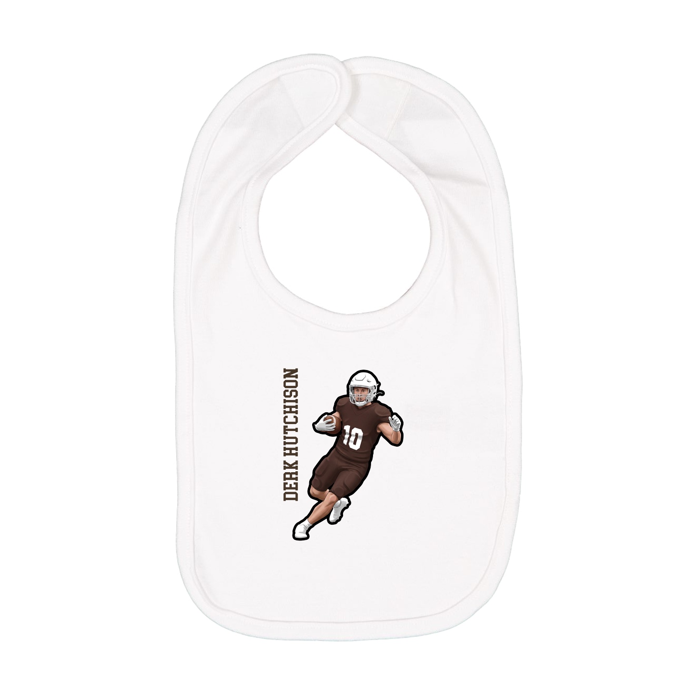 Infant Bib — Name Vertical in White