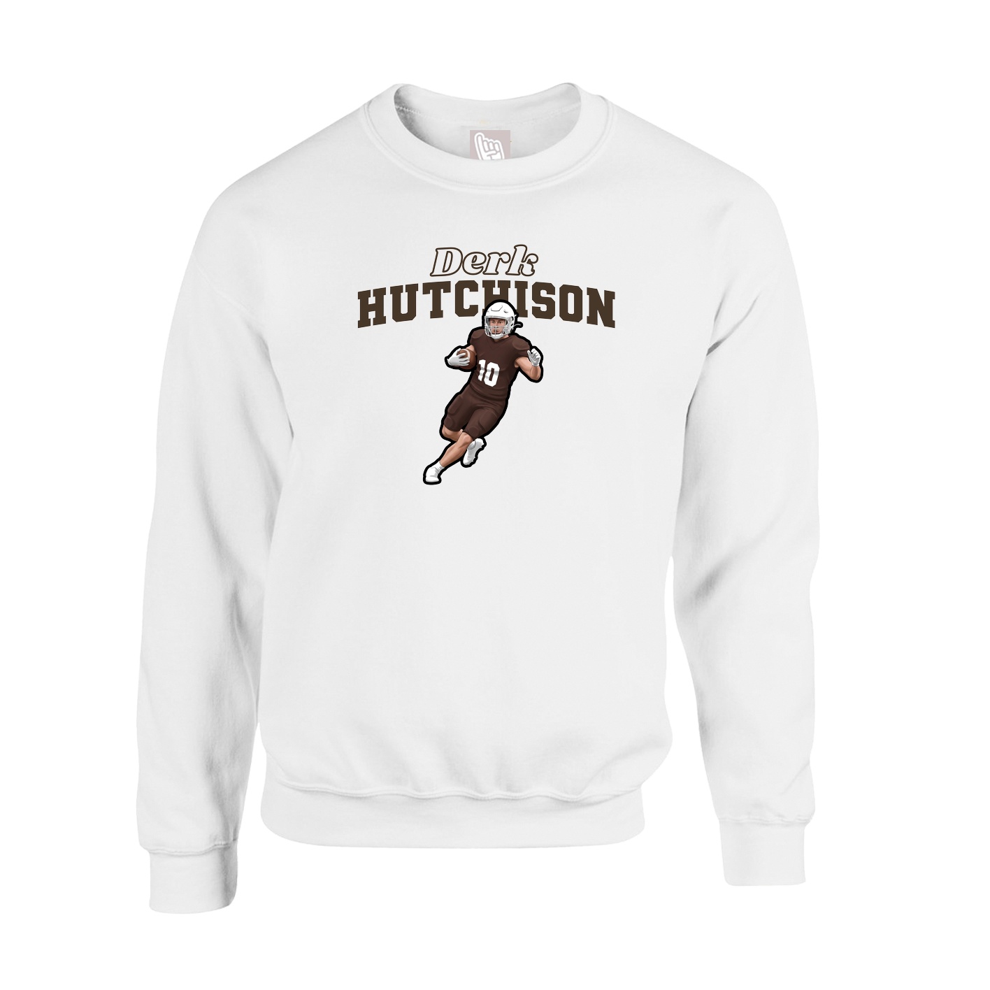 Fleece Crew — Name Arch in White