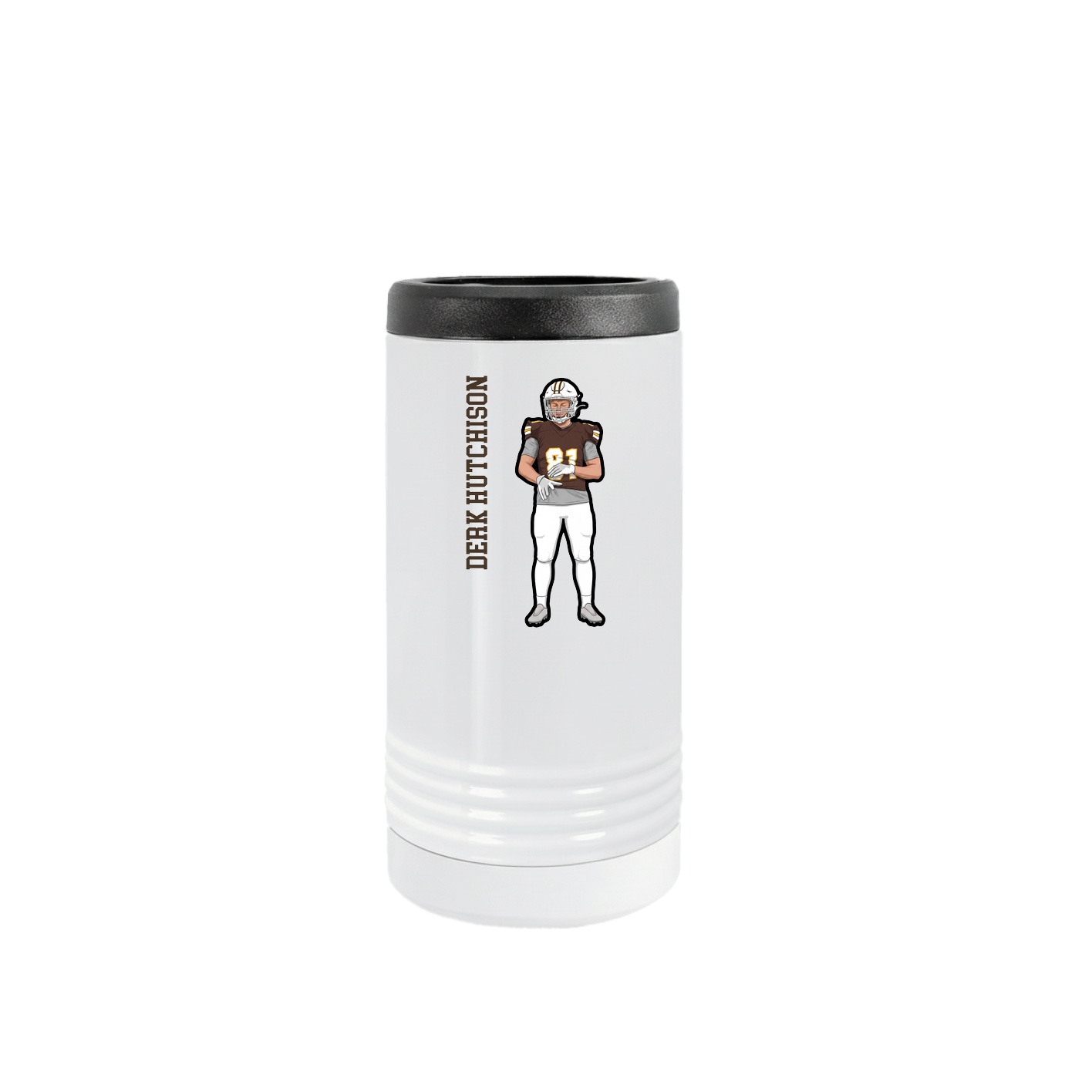 Slim Beverage Holder — Name Vertical in White