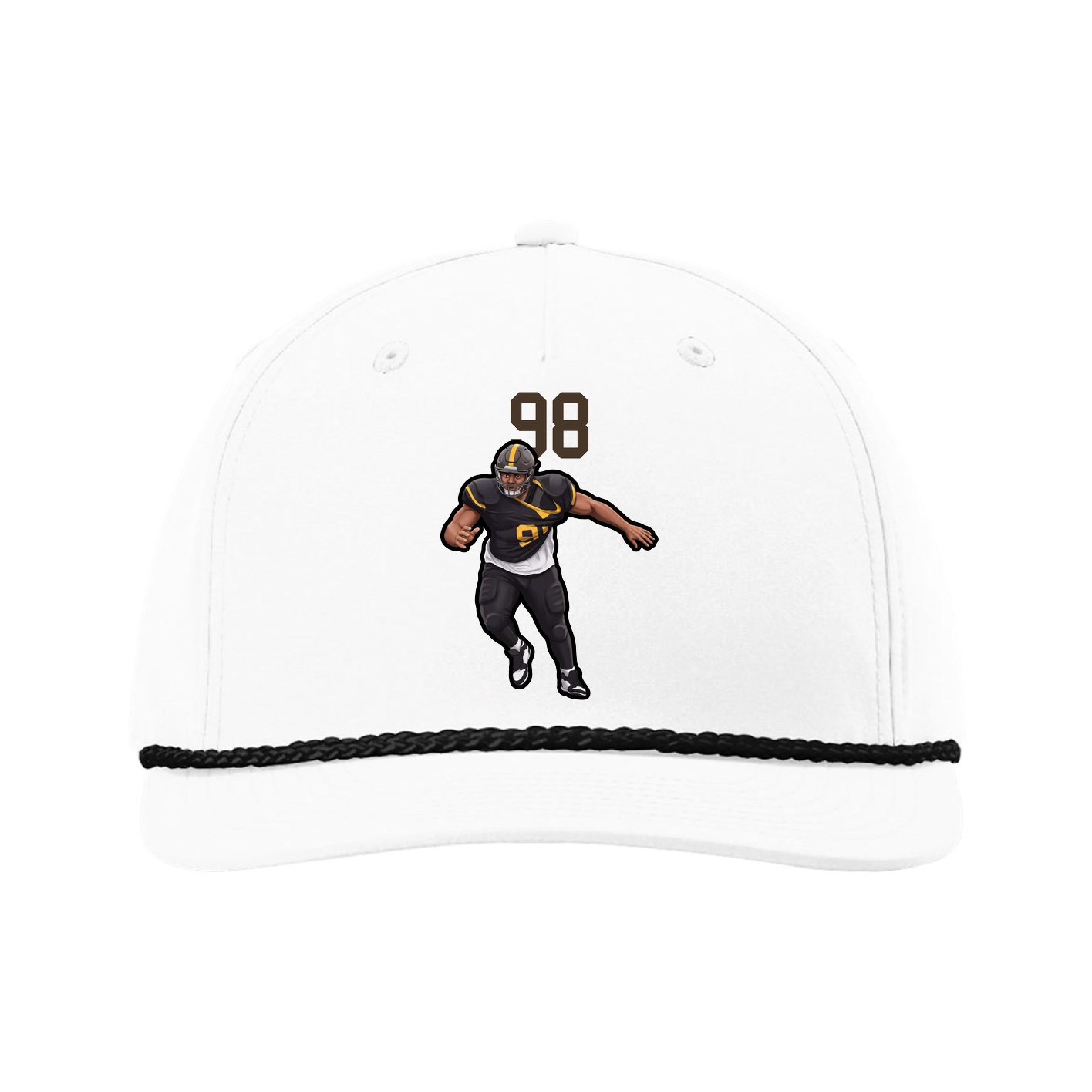 Five-Panel Classic Rope Cap — Number Top in White