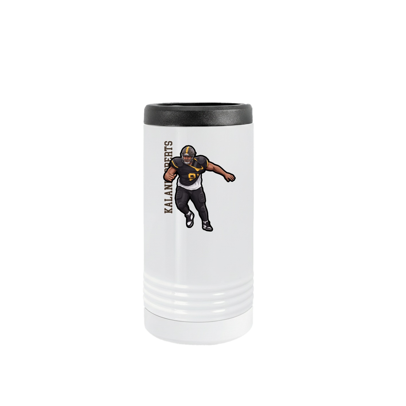 Slim Beverage Holder — Name Vertical in White