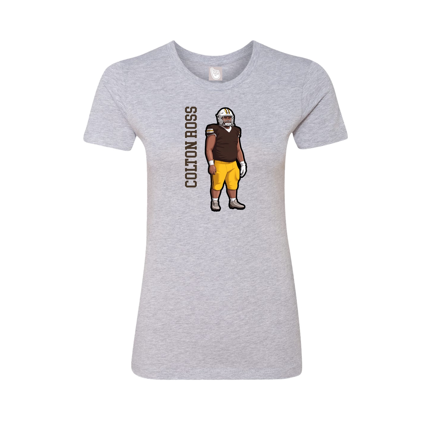 Fitted Women's Tee — Name Vertical in Grey
