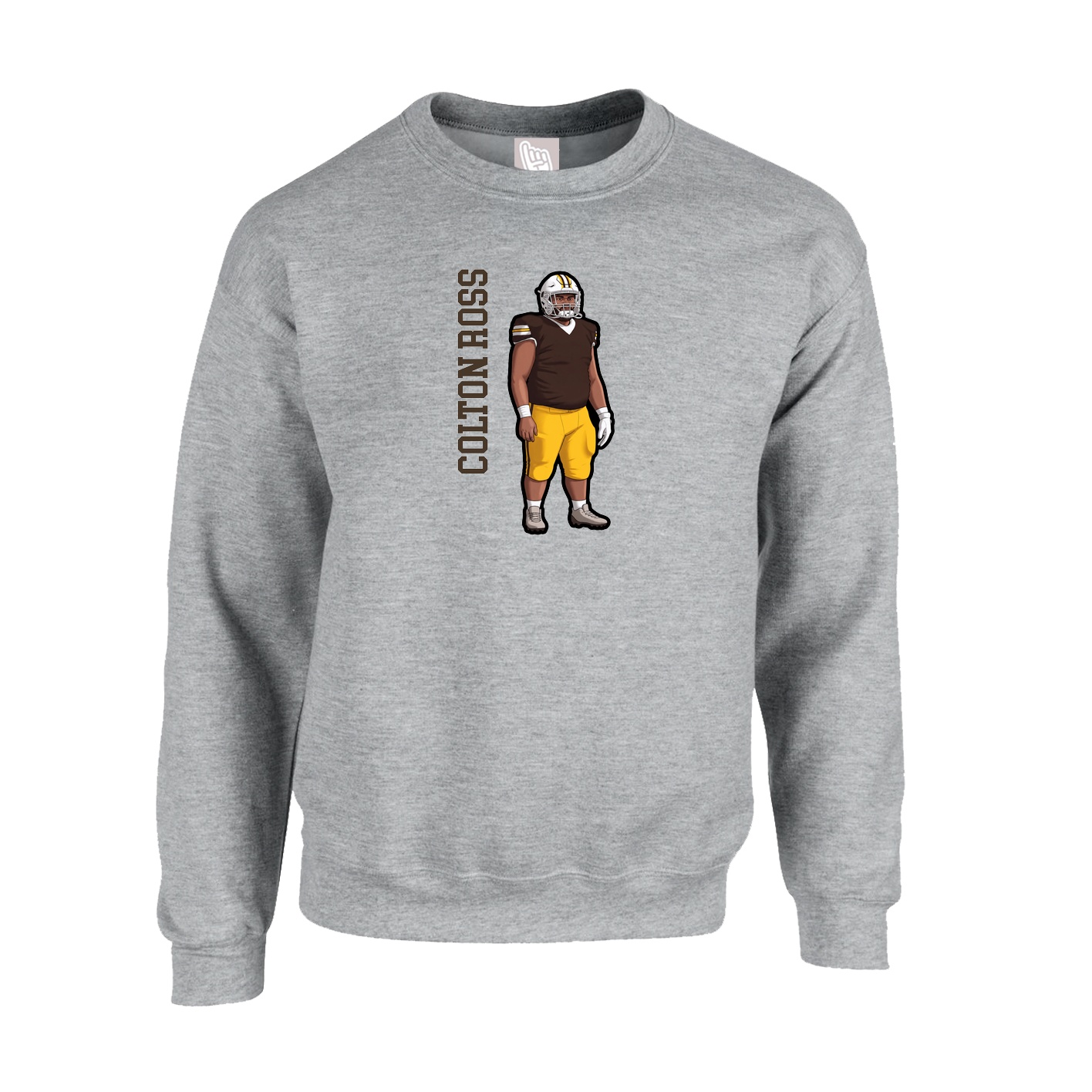 Fleece Crew — Name Vertical in Grey