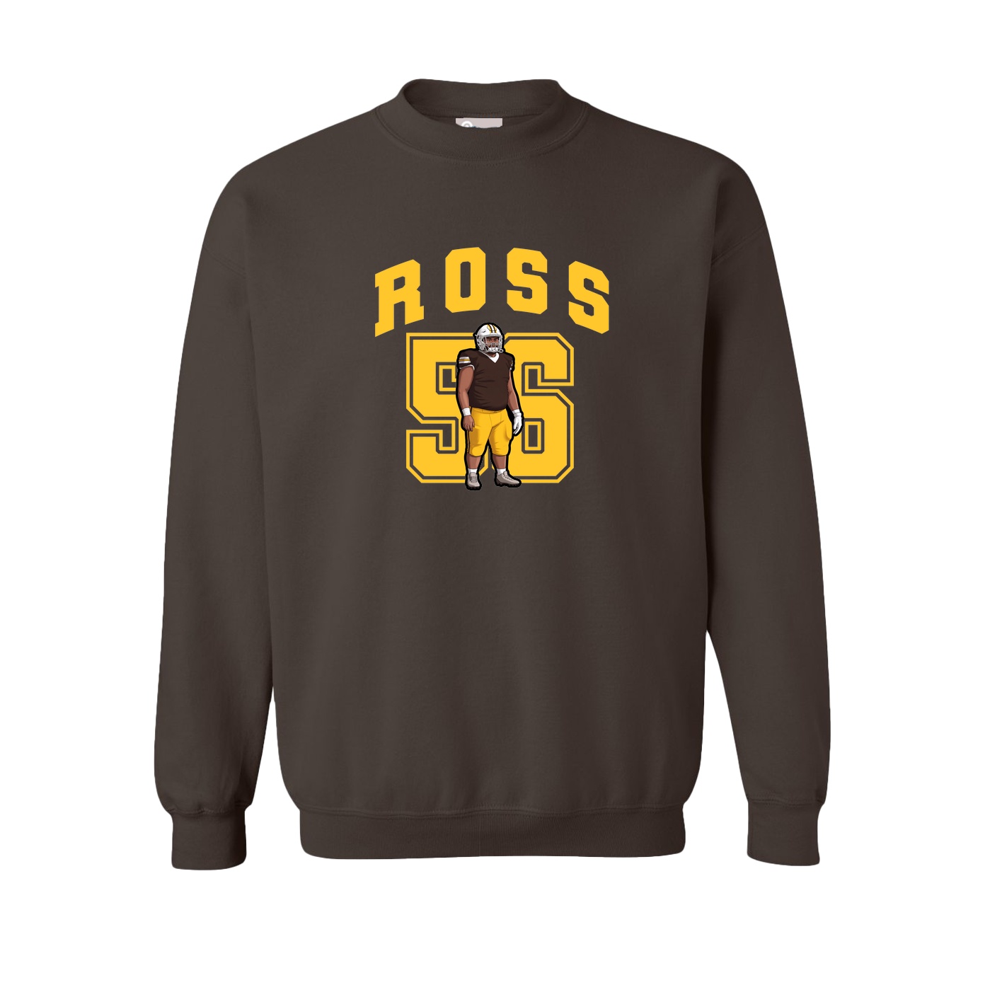 Fleece Crew — Number in Brown