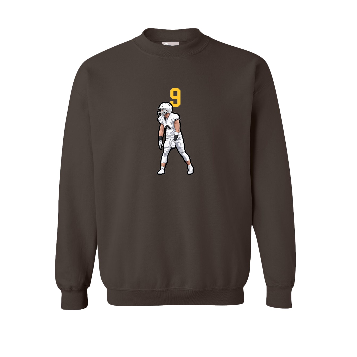 Fleece Crew — Number Top in Brown