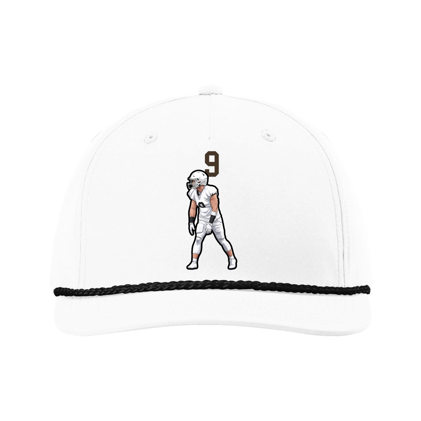 Five-Panel Classic Rope Cap — Number Top in White