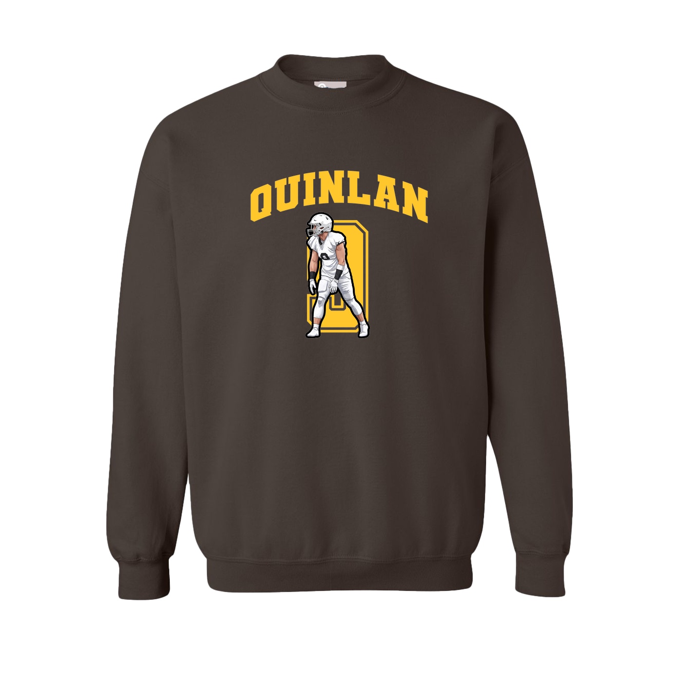Fleece Crew — Number in Brown