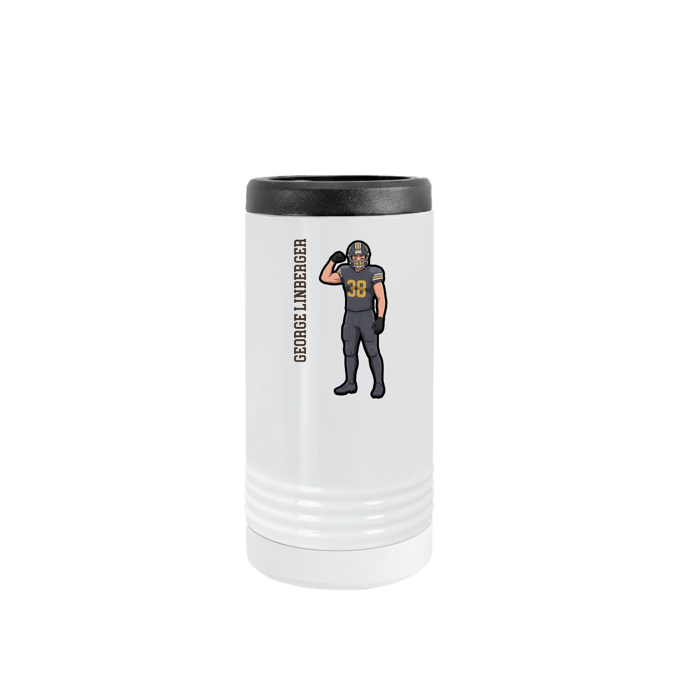 Slim Beverage Holder — Name Vertical in White