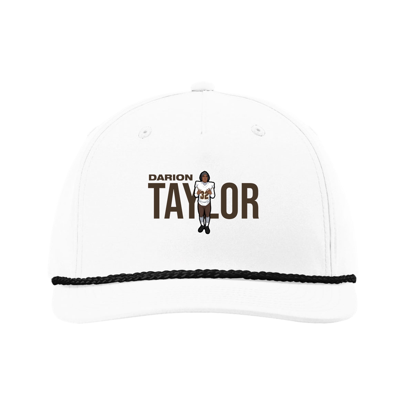 Five-Panel Classic Rope Cap — Player Name in White