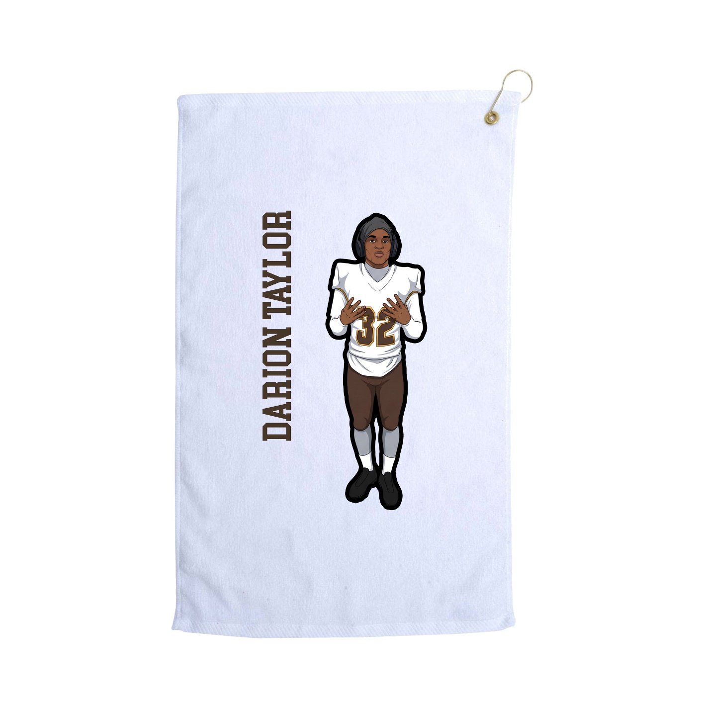 Golf Towel — Name Vertical in White