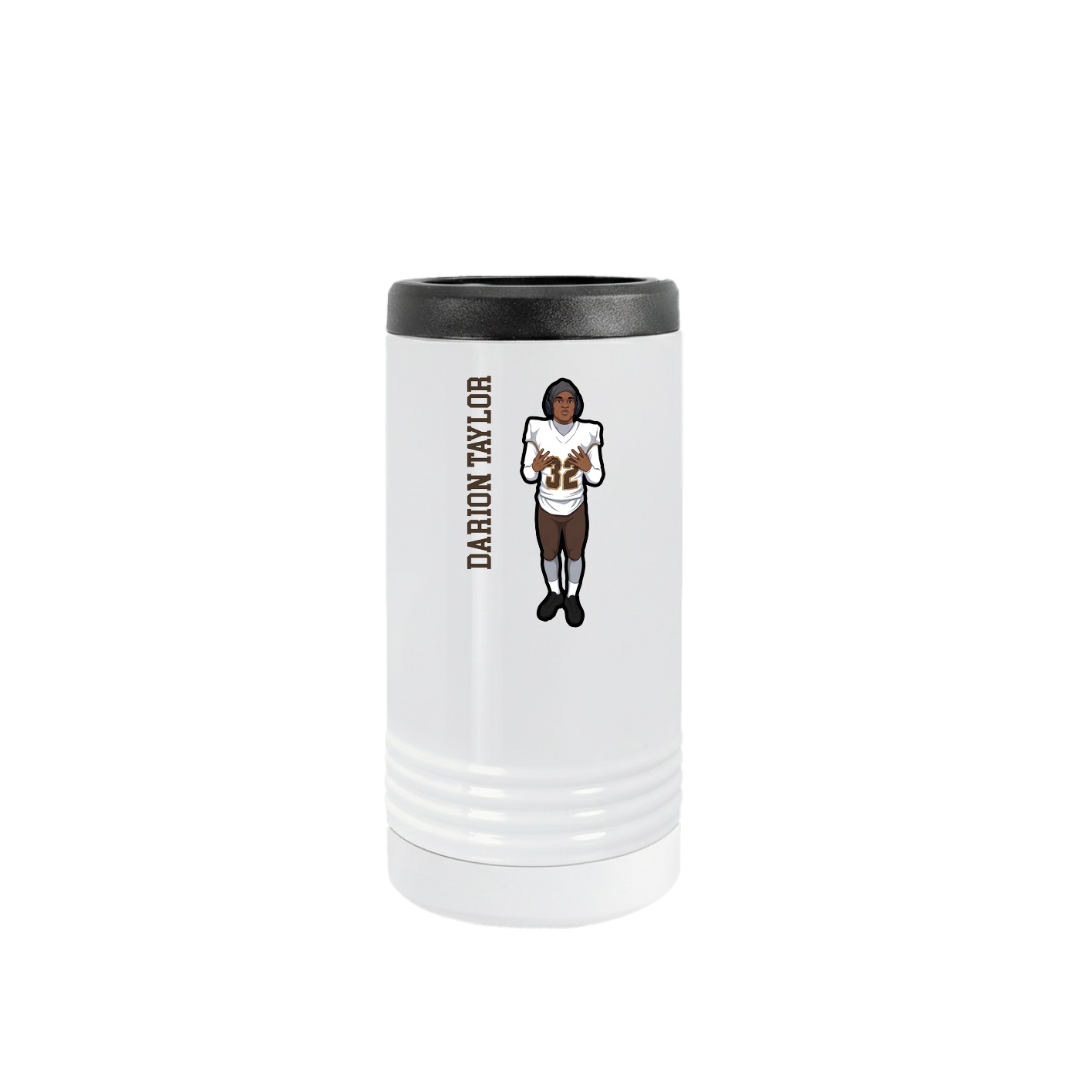 Slim Beverage Holder — Name Vertical in White