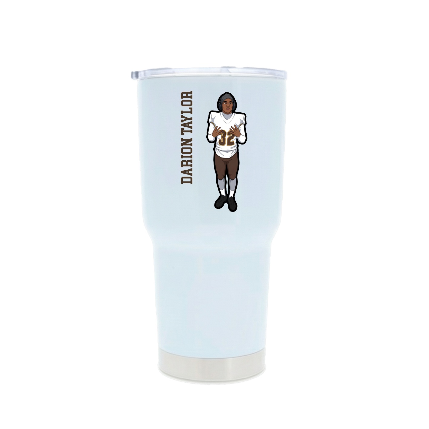 30oz Stainless Steel Tumbler — Name Vertical in White