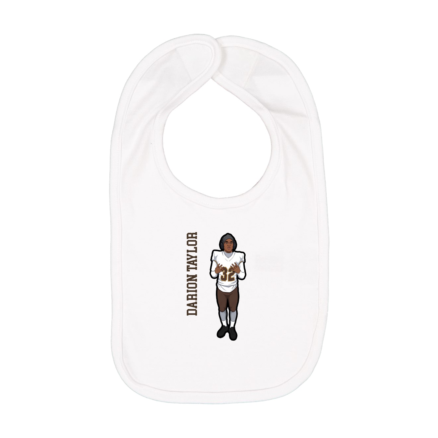 Infant Bib — Name Vertical in White