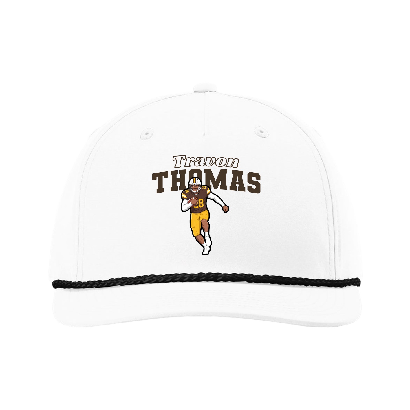 Five-Panel Classic Rope Cap — Name Arch in White
