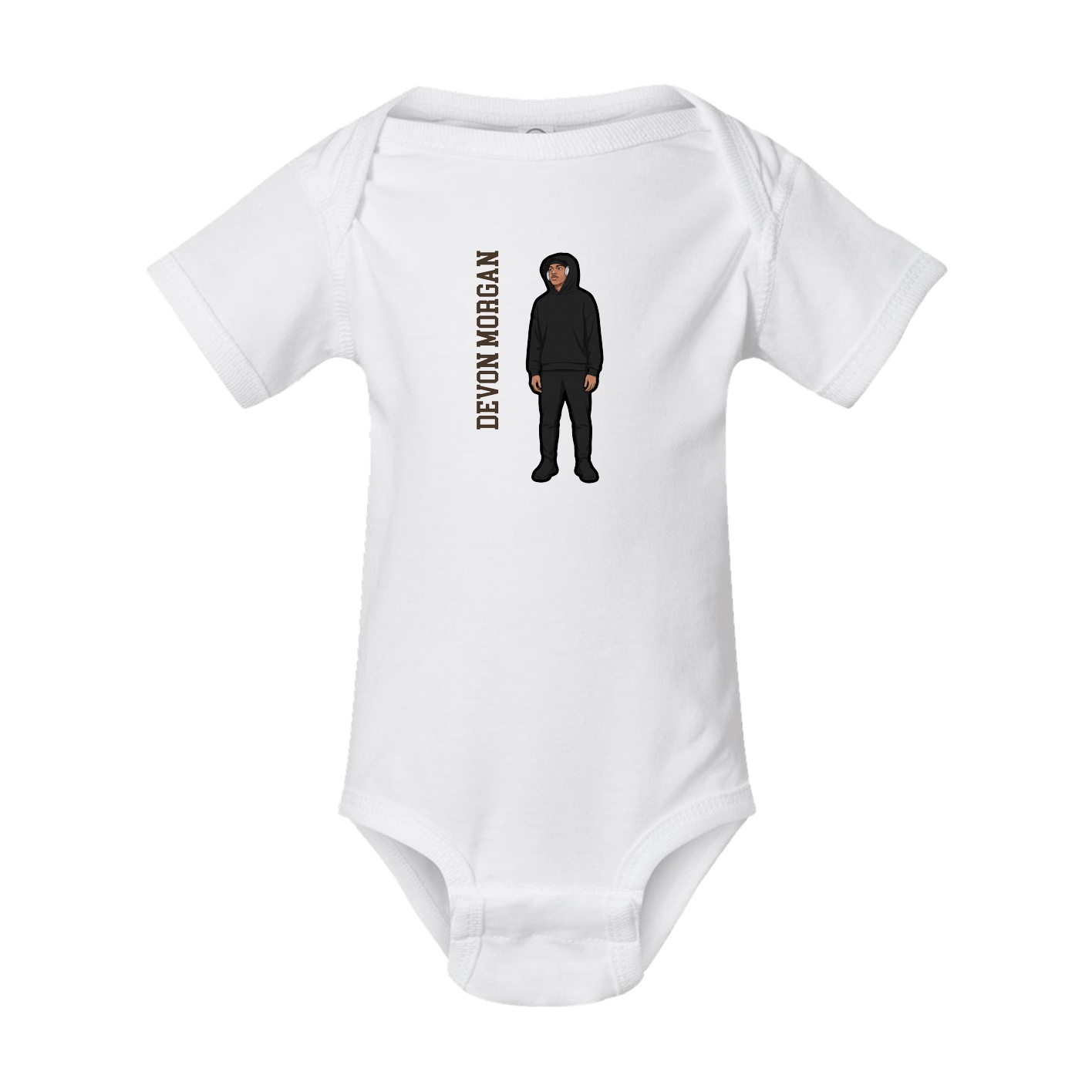 Baby Onesie — Name Vertical in White