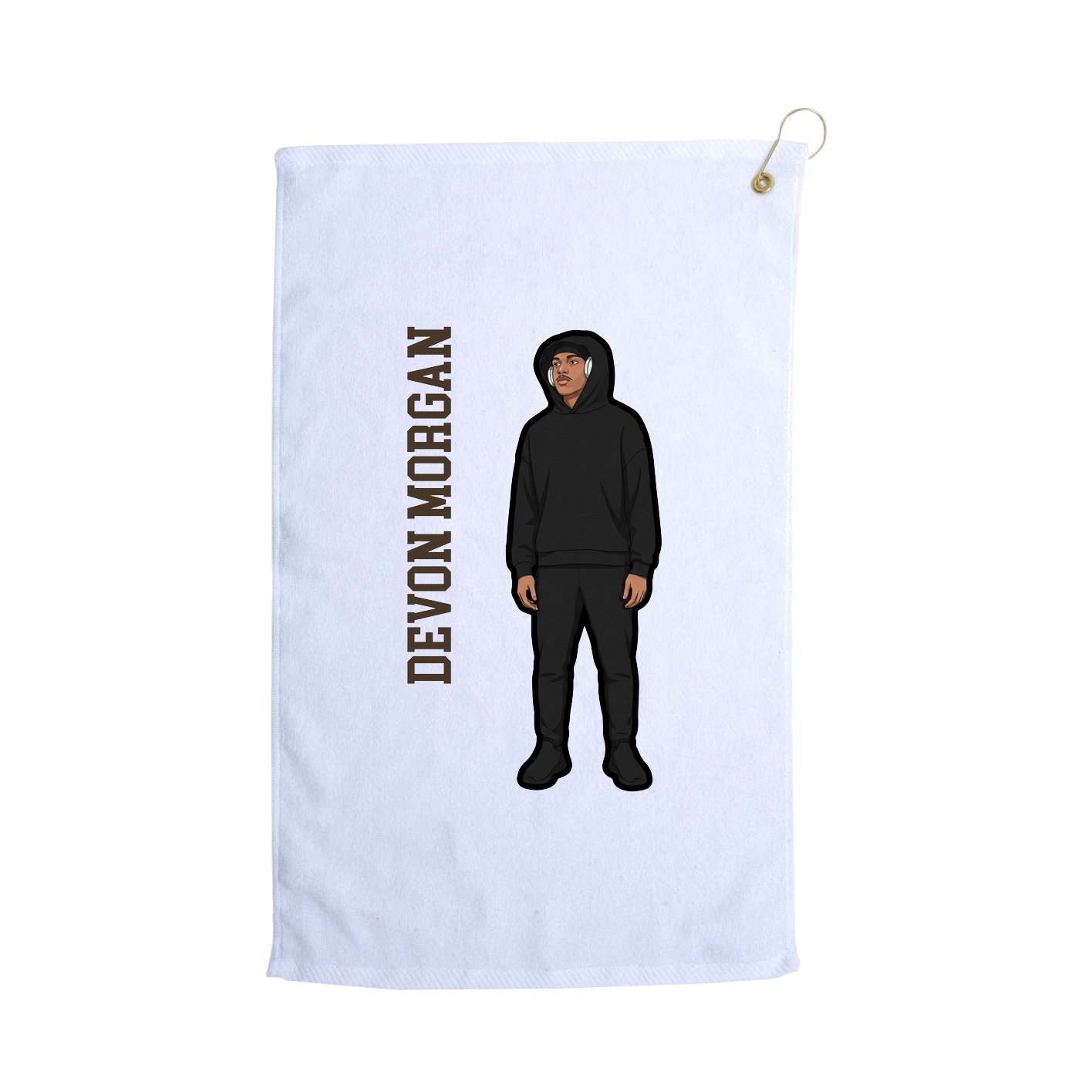Golf Towel — Name Vertical in White
