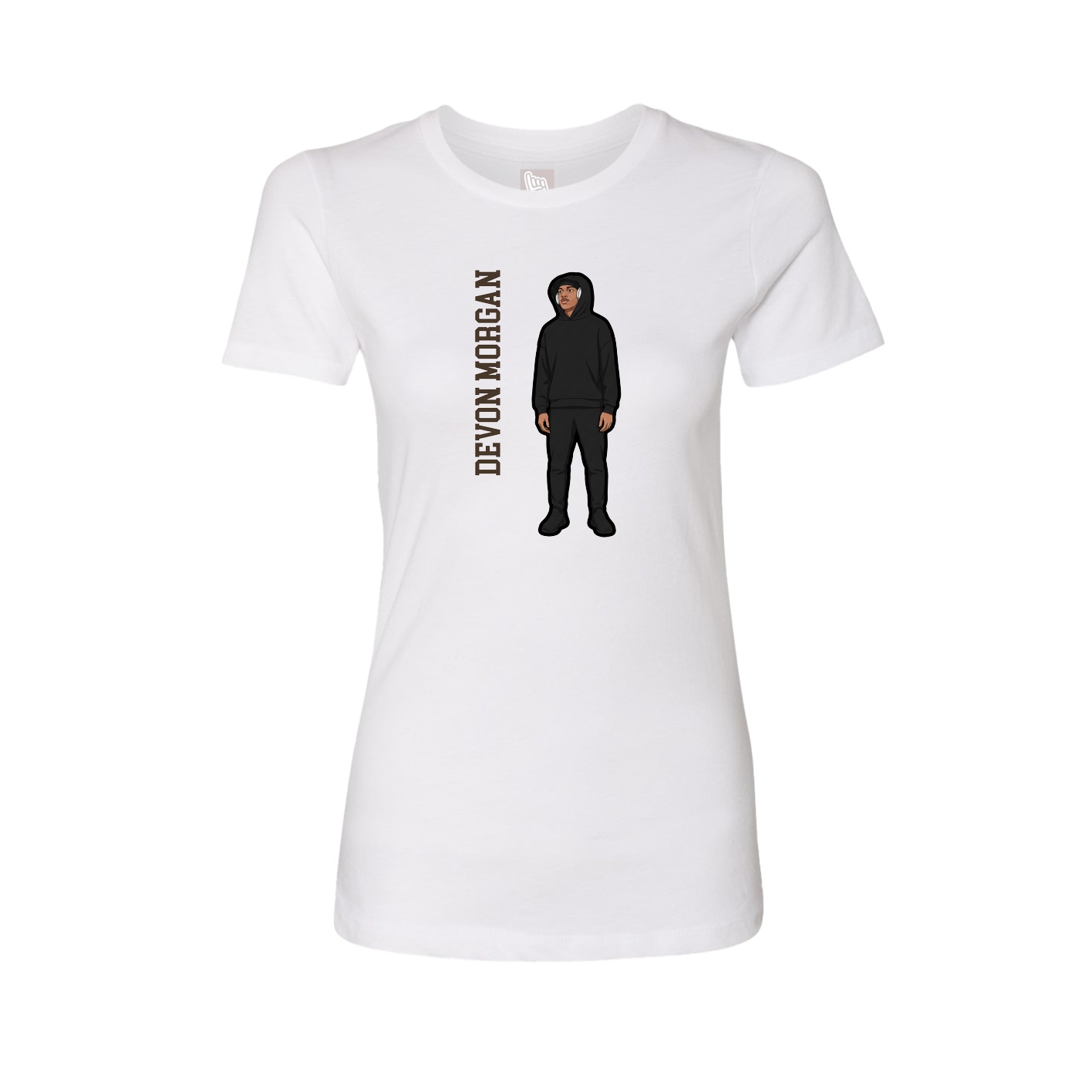 Womens Tee — Name Vertical in White