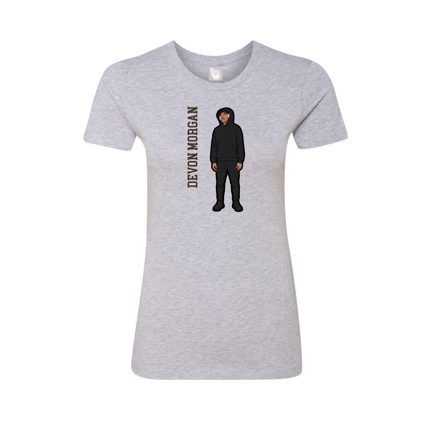 Fitted Women's Tee — Name Vertical in Grey