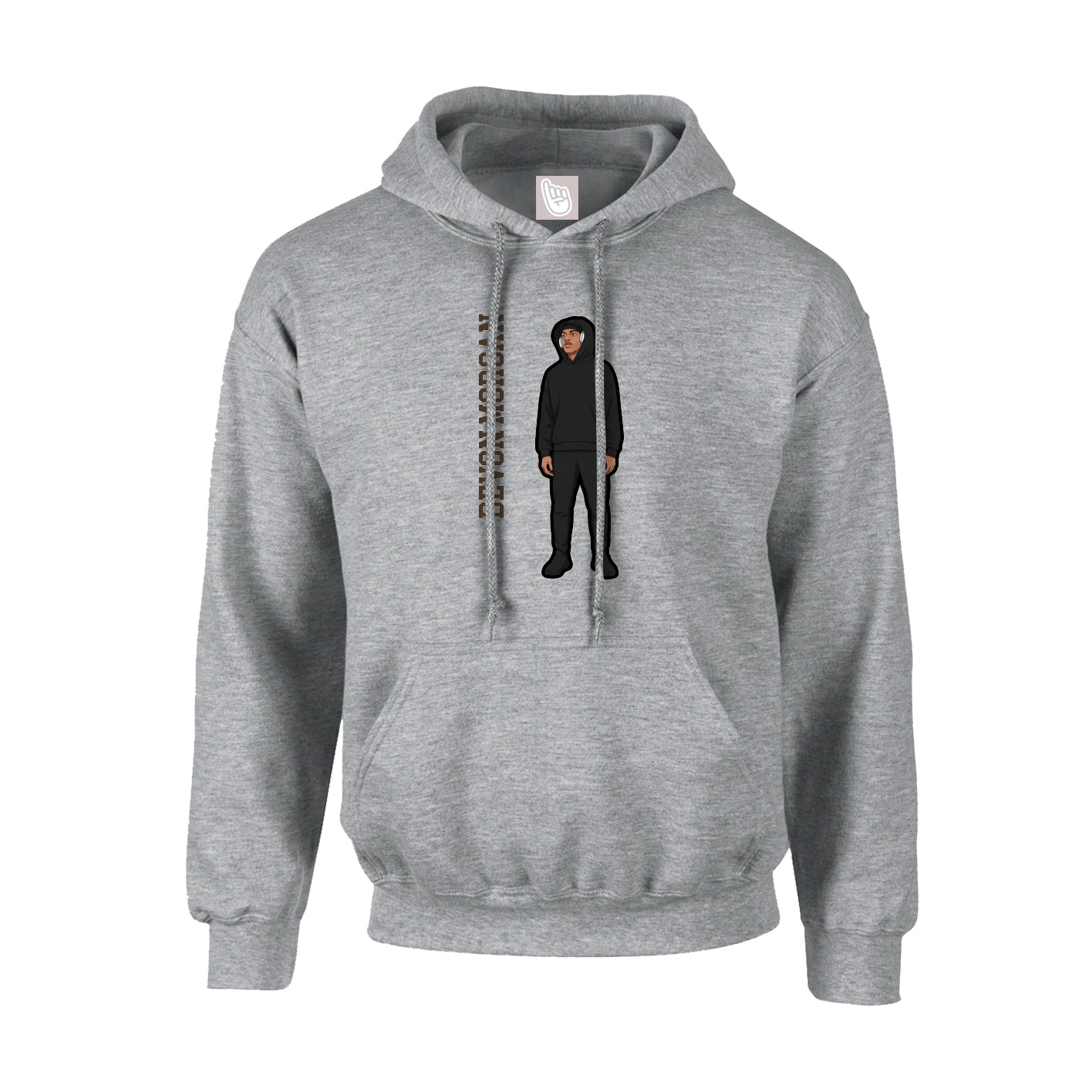 Hoodie — Name Vertical in Grey