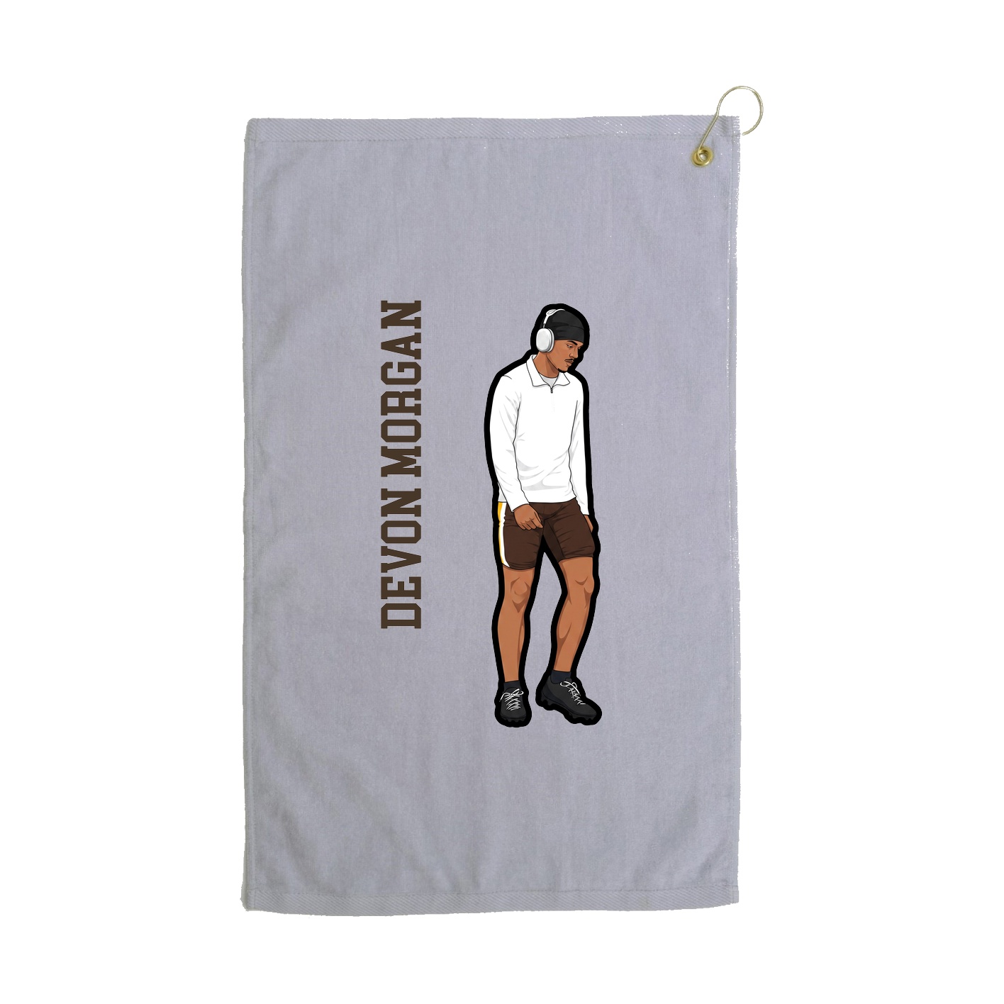 Golf Towel — Name Vertical in Grey