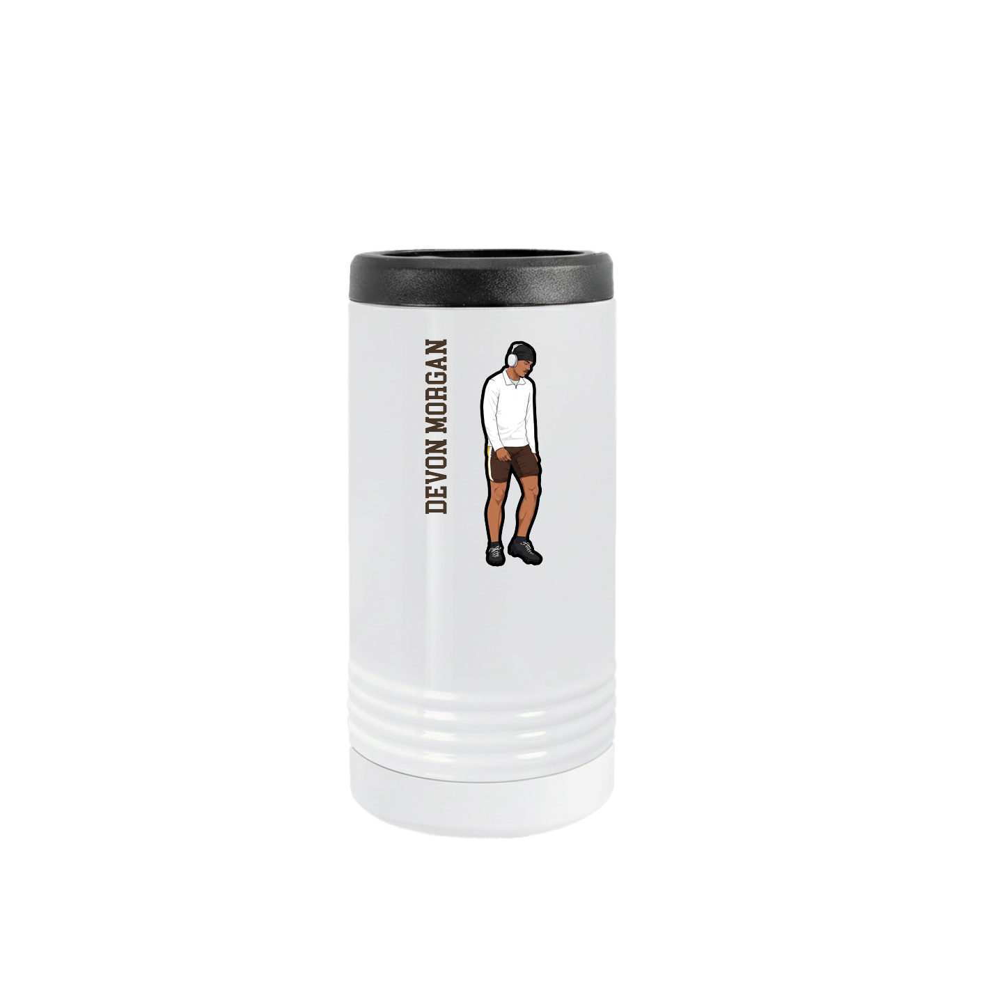 Slim Beverage Holder — Name Vertical in White