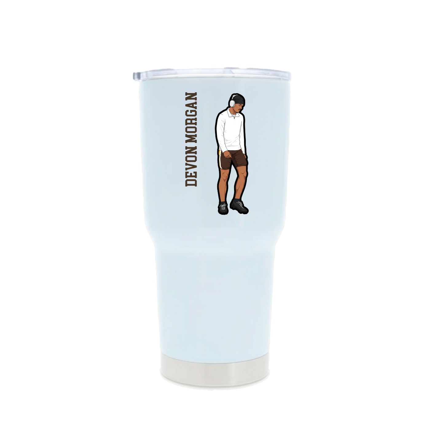 30oz Stainless Steel Tumbler — Name Vertical in White