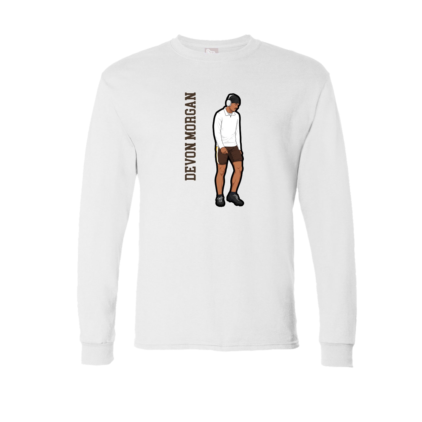 Long Sleeve Tee — Name Vertical in White