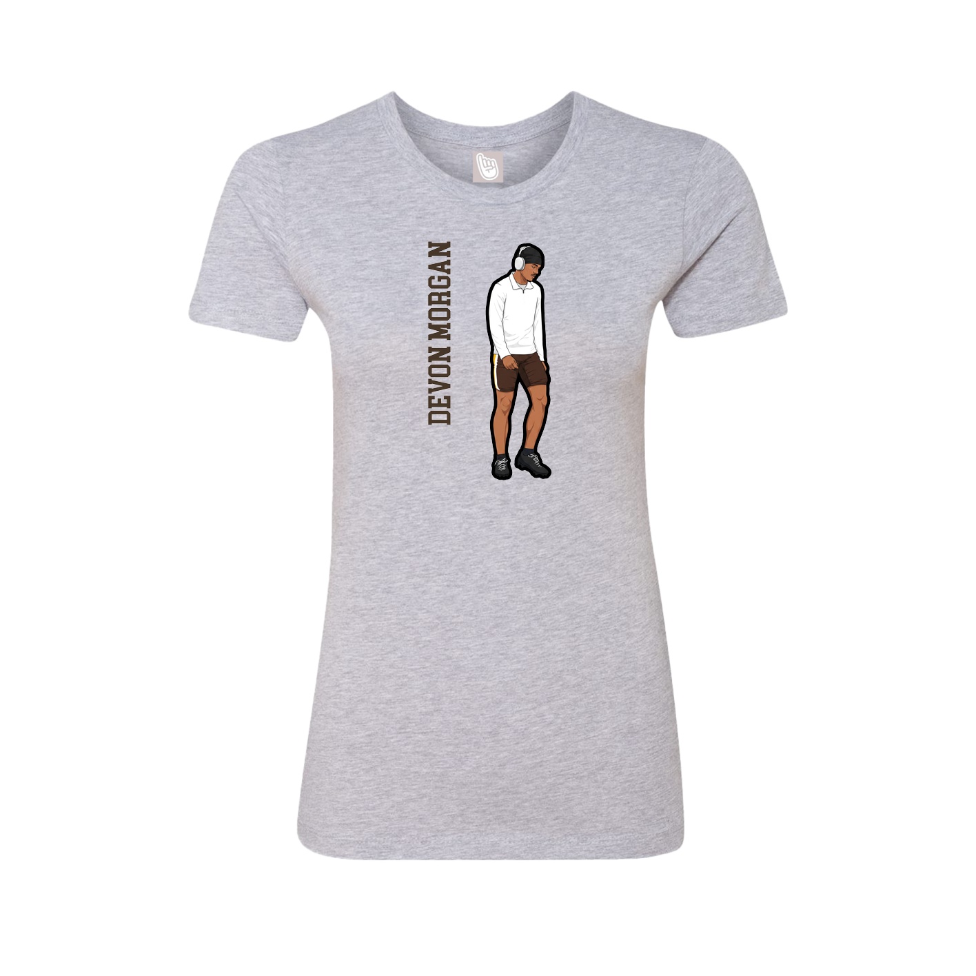 Womens Tee — Name Vertical in Grey