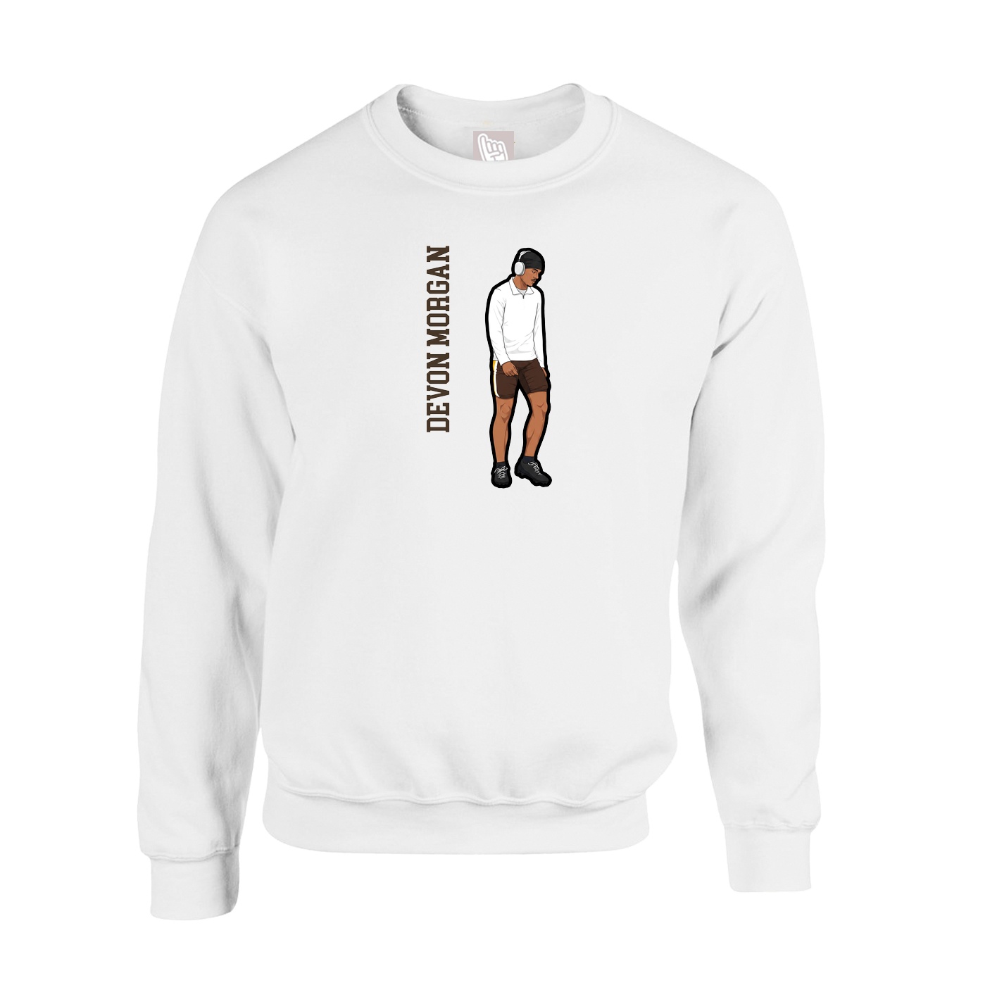 Fleece Crew — Name Vertical in White