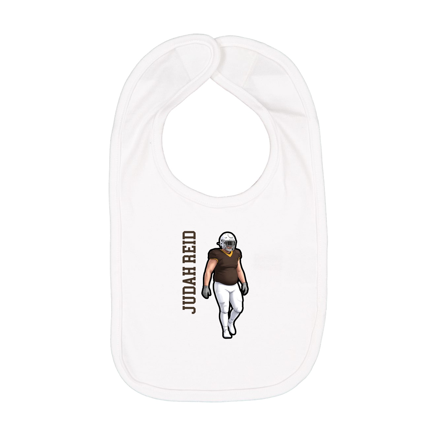 Infant Bib — Name Vertical in White